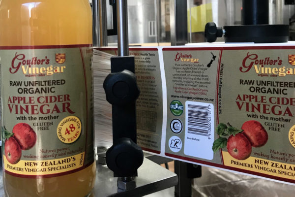 Goulter's Apple Cider Vinegar bottling and labelling