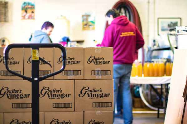 Processing wholesale vinegar orders at Goulter's